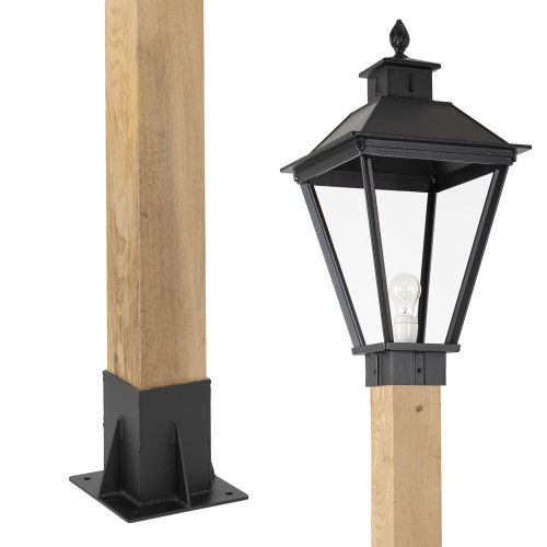 Buitenlamp Square XL WOOD Lantaarn tuinlamp met vierkante vormen in zwarte kleur