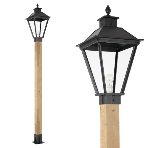 Buitenlamp Square XL WOOD Lantaarn tuinlamp met vierkante vormen in zwarte kleur