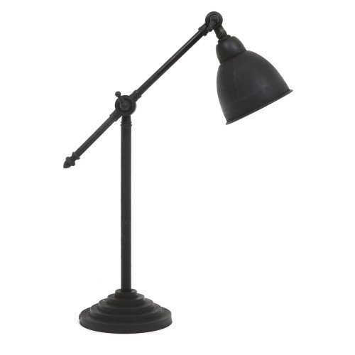 Zwarte tafellamp Berkley bureaulamp met ronde voet en kap en verstelbare stangen