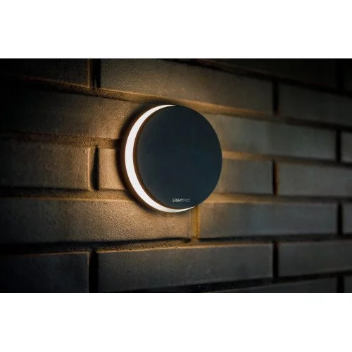 Ronde moderne wandlamp buitenlamp Polaris 12 volt van Lightpro in antraciet kleur