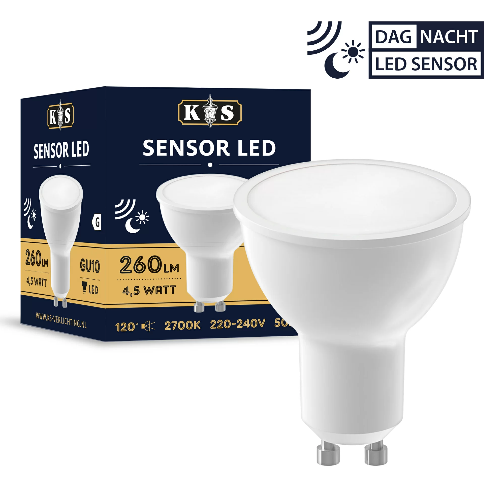 Geelachtig geloof Symfonie GU10 LED met sensor D/N 4,5 watt | Nostalux.nl