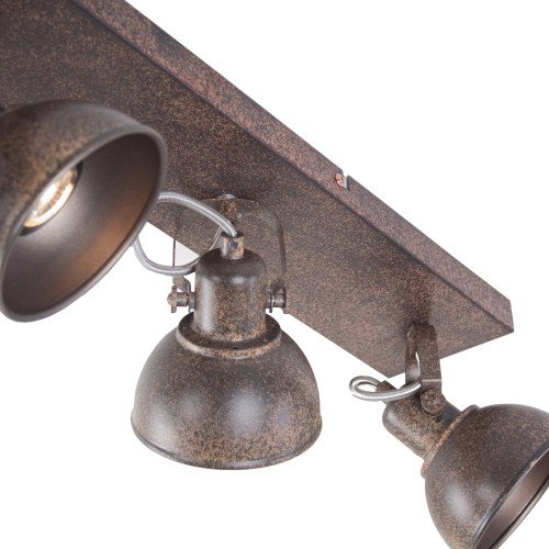 Industriële Vintage Santo 4-lights plafondlamp roest bruin, GU10