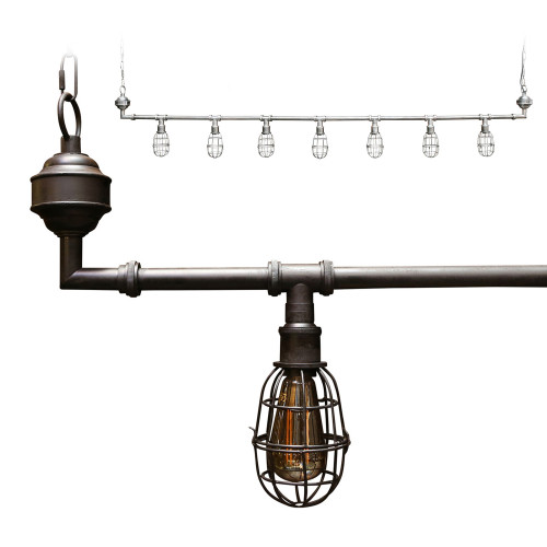 Industriële hanglamp Sandford antique black 7-lights | Nostalux.nl