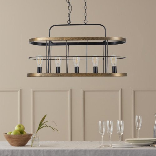 Benson hanglamp bronzen zwart metaal E27 85 cm slank design