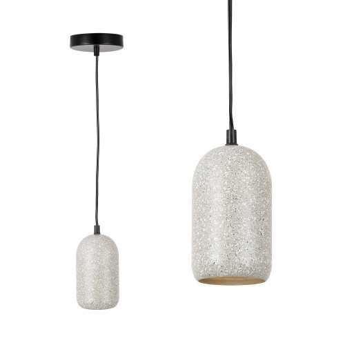 hanglamp gemaakt van terrazzo welke lijkt op een kwartel ei, egg