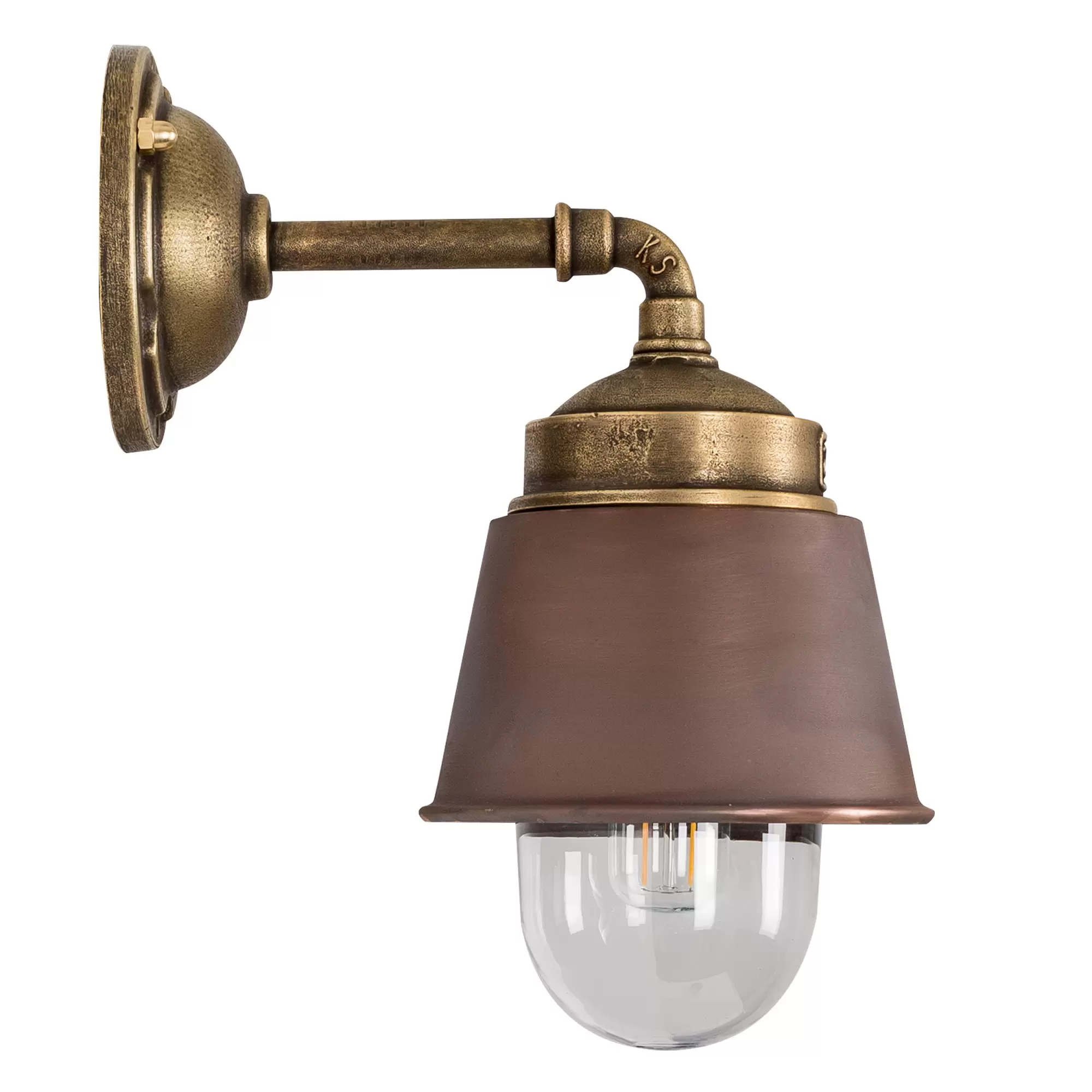 Industriële wandlamp Kostas 90 brons/koper Nostalux.nl