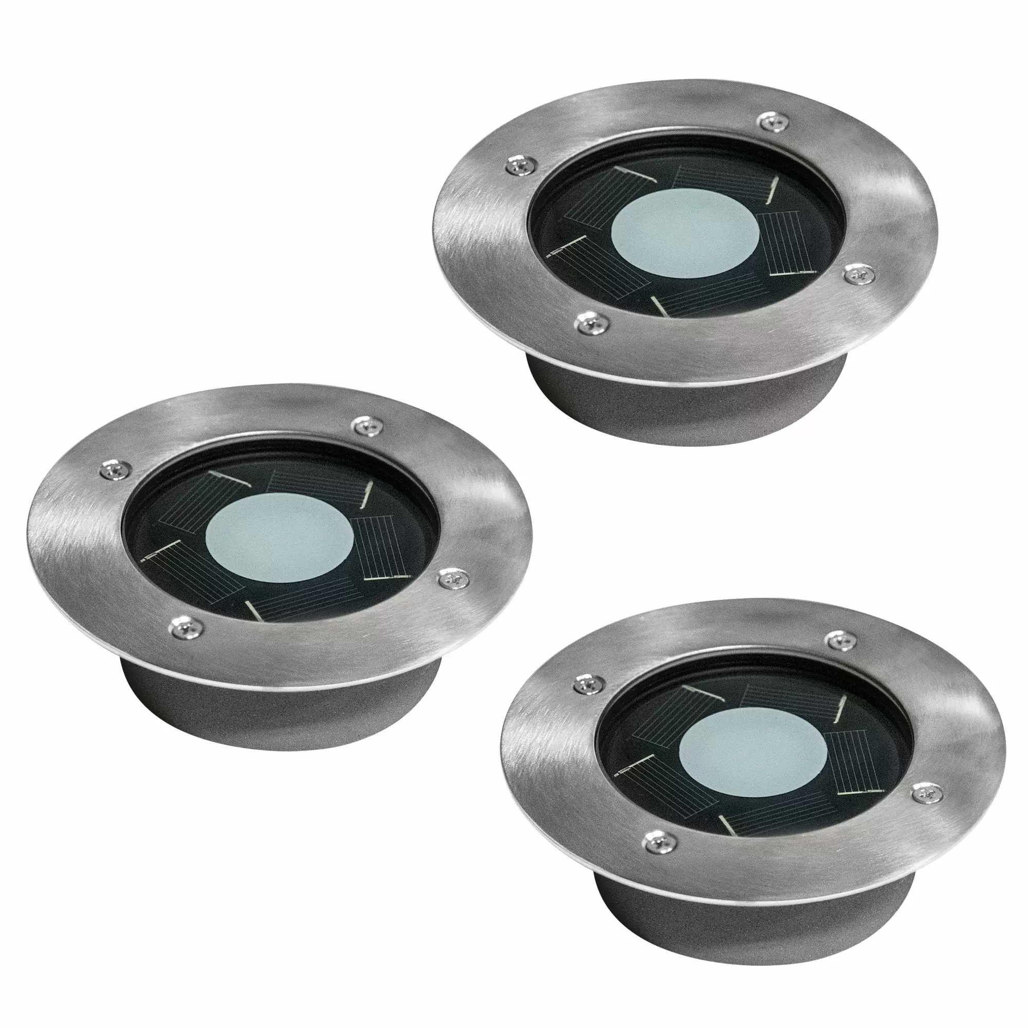 grondspots buiten LED grondspot rond 3x Puck solar | Nostalux.nl