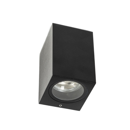 Gevelverlichting, Geo wandspot GU10 down zwart, een perfecte buitenlamp voor het verlichten van gevels of wanden, binnen en buiten, kubus downlight zwart