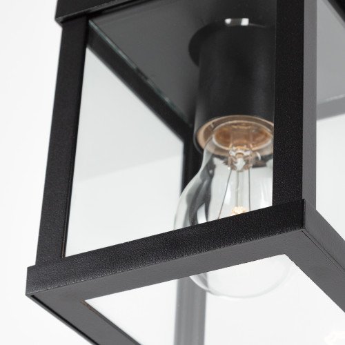 Buiten plafond lamp zwart frame met heldere glazen industrieel karakter stijlvol zwarte plafondverlichting KS plafondlamp Jersey