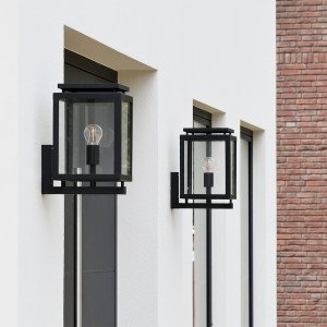 Wandlamp De Vecht Zwart met slimme WiFi LED-lichtbron en helder glas