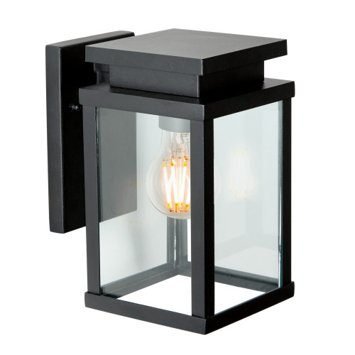 Zwarte buitenlamp met helder glas strak moderne verlichting voor buiten aan de wand merk KS Verlichting