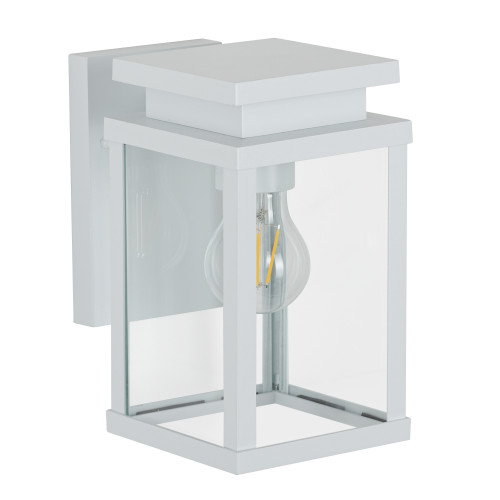 Buitenlamp wit, moderne strak vormgegeven buitenverlichting, wit frame, heldere glazen, wandlamp voor buiten