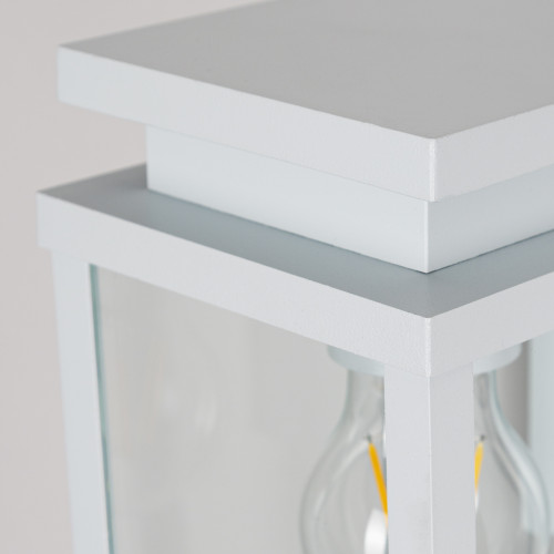 Buitenlamp wit, moderne strak vormgegeven buitenverlichting, wit frame, heldere glazen, wandlamp voor buiten
