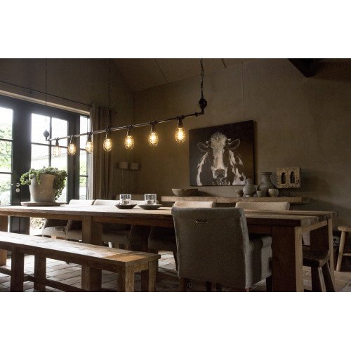 Industriële hanglamp Sandford antique dark brass 5-lights | Nostalux.nl