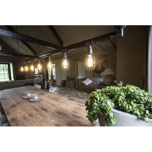 Industriële hanglamp Sandford antique dark brass 5-lights | Nostalux.nl