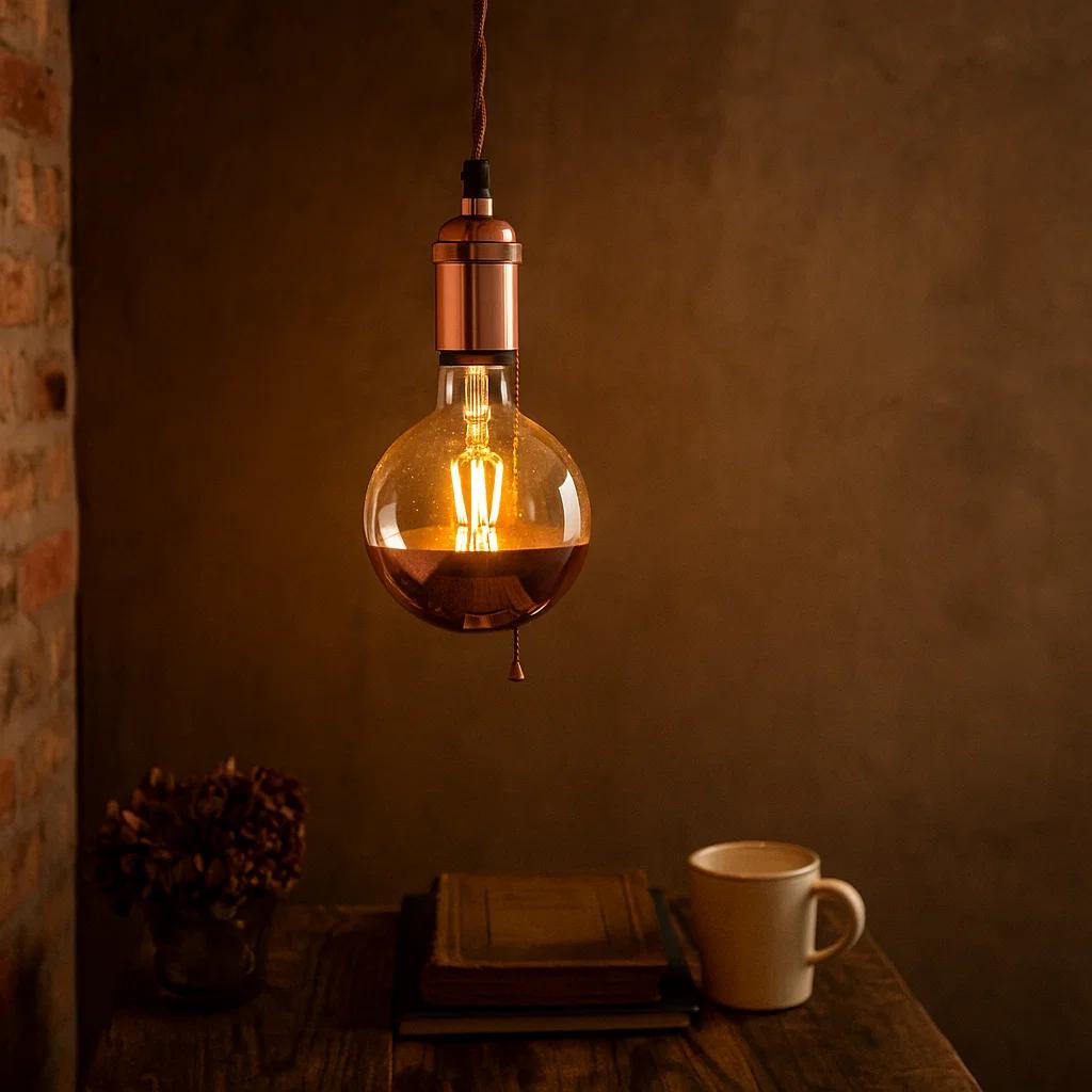 Byron antiek koper hanglamp - pendel aluminium E27...