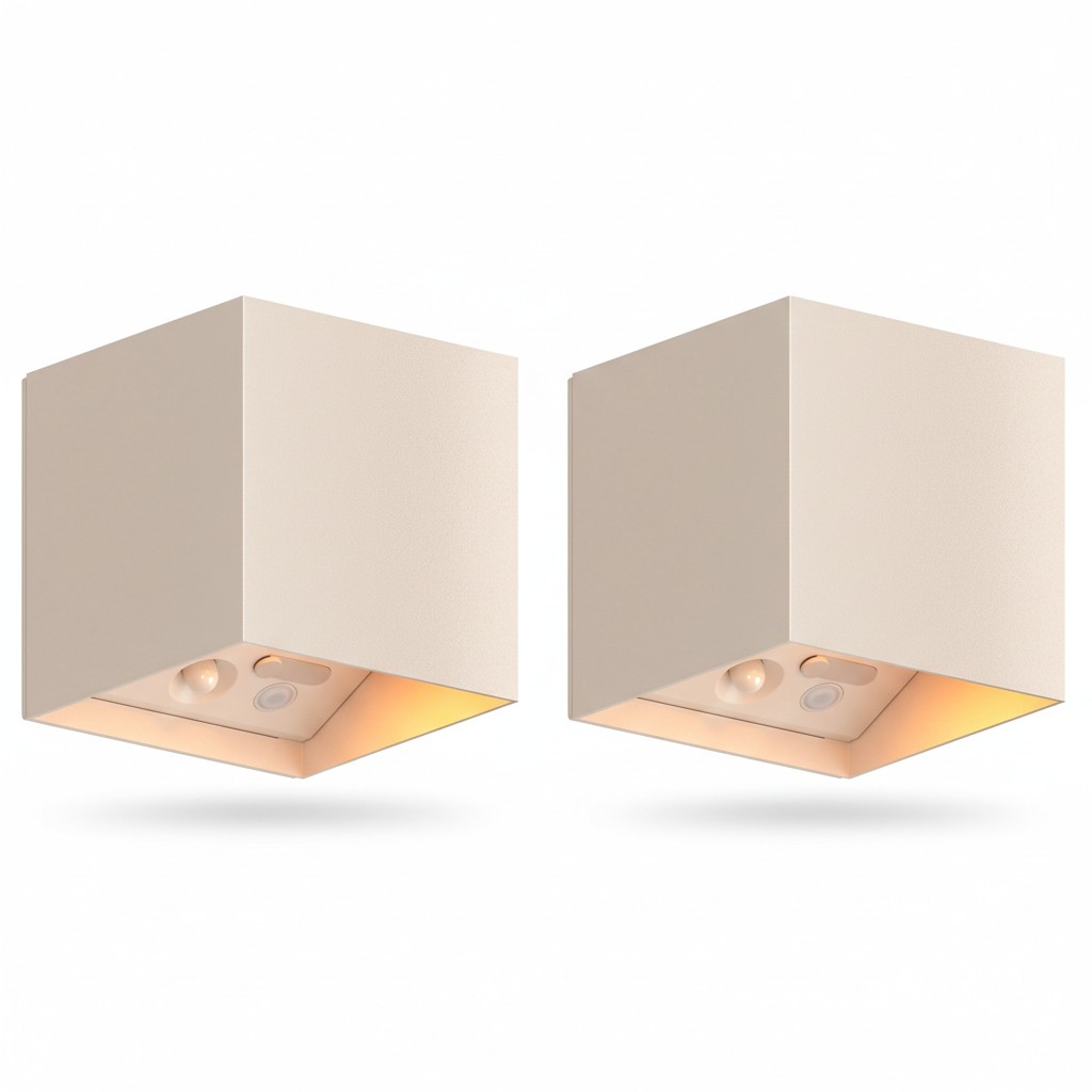 Set van 2 Volterra Up en Down Muurlamp Zand Oplaadbaar met Bewegingssensor