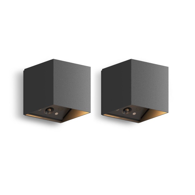 2x Falerna Oplaadbare Up & Down Wandlamp Zwart