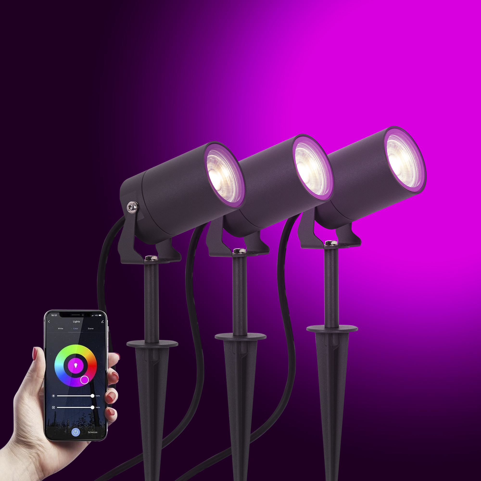 3x Stark Tuinspot Antraciet met Smart Color LED 3x Stark Tuinspot Antraciet met Smart Color LED