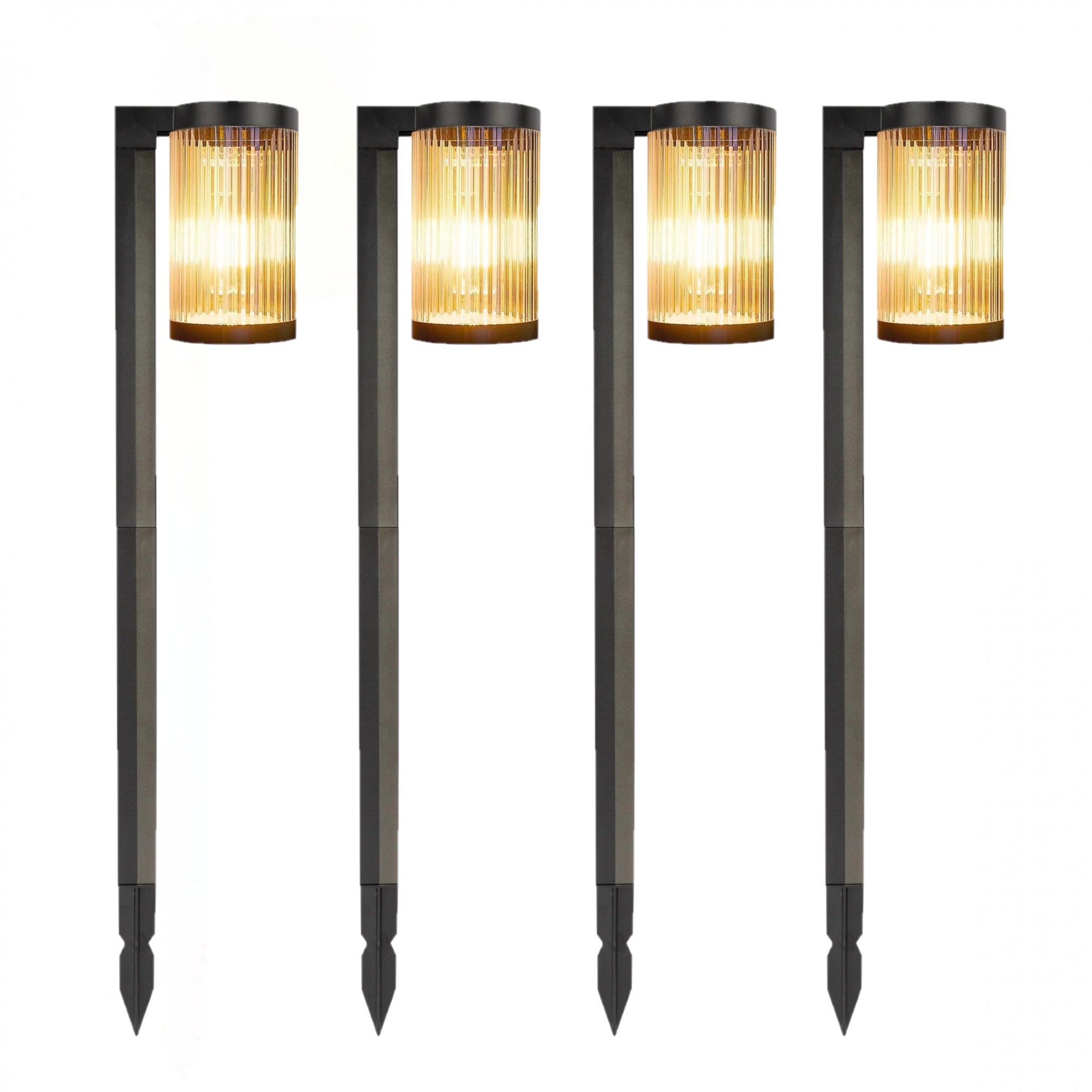 Set van 4 Aurora LED Solar Tuinlamp Zwart