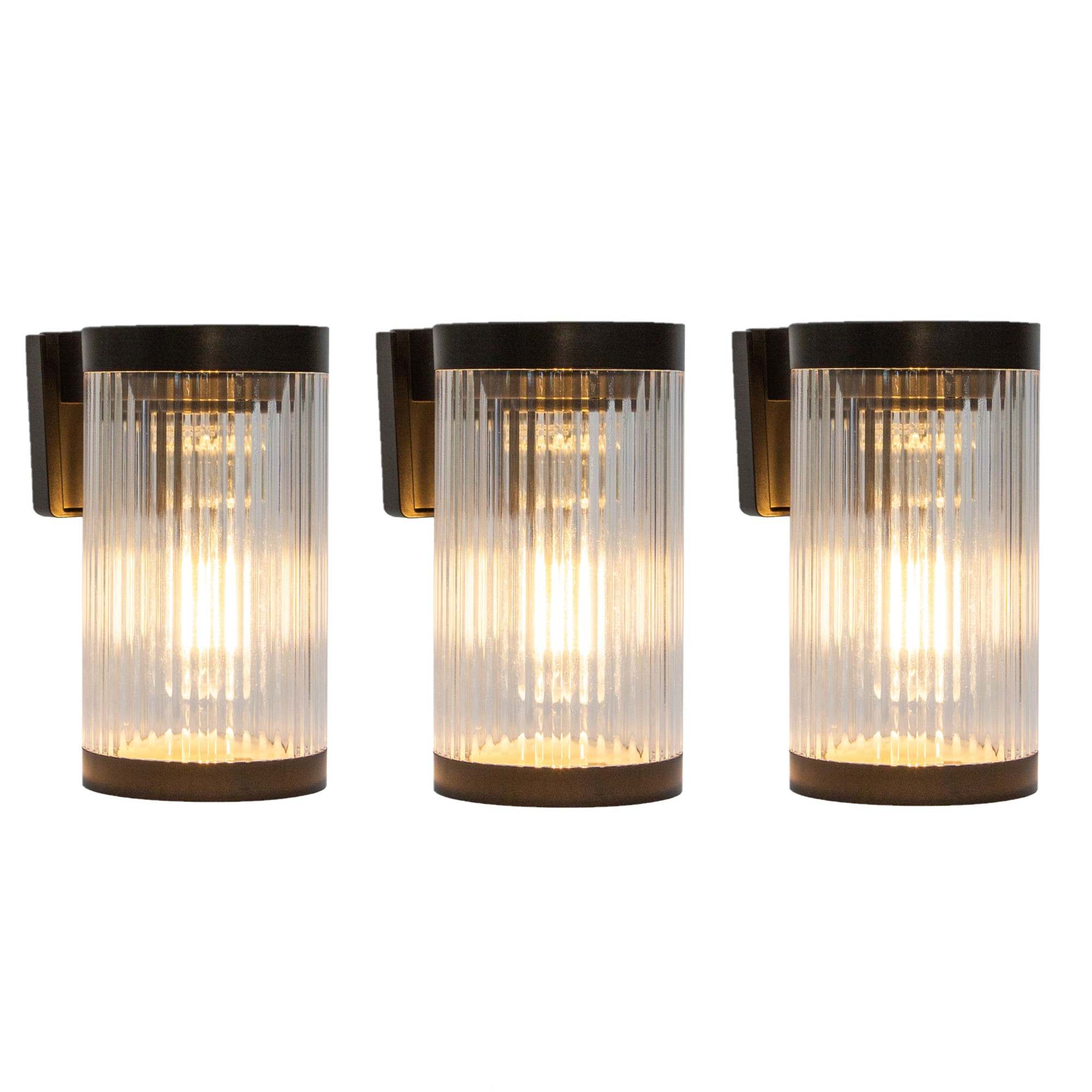 3x Aurelia Solar LED Muurlamp Zwart