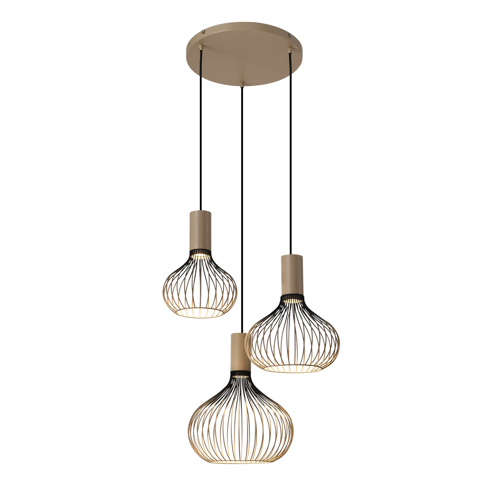 Isabel 3-lichts Hanglamp Zacht Beige
