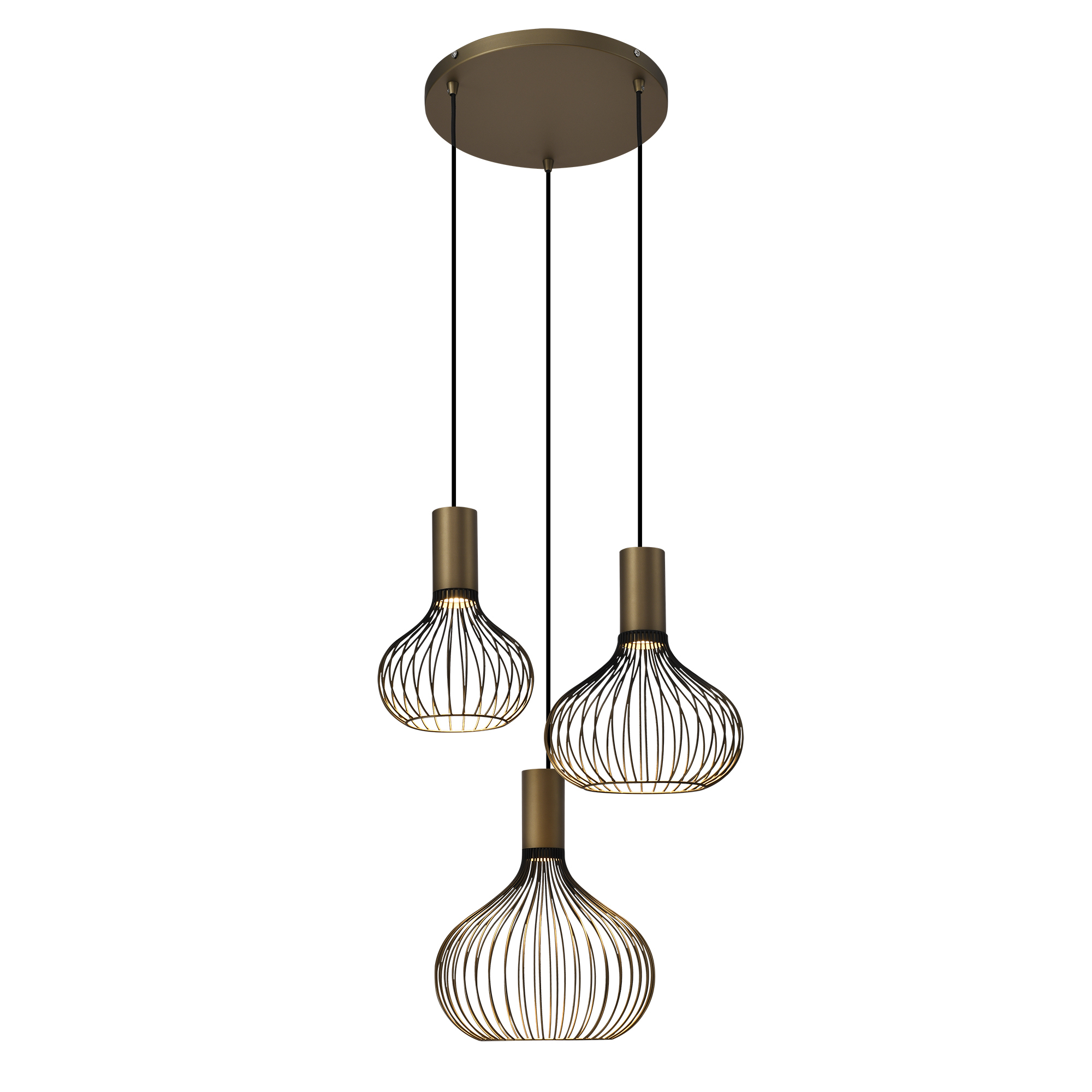 Isabel 3-lichts Hanglamp Zacht Brons