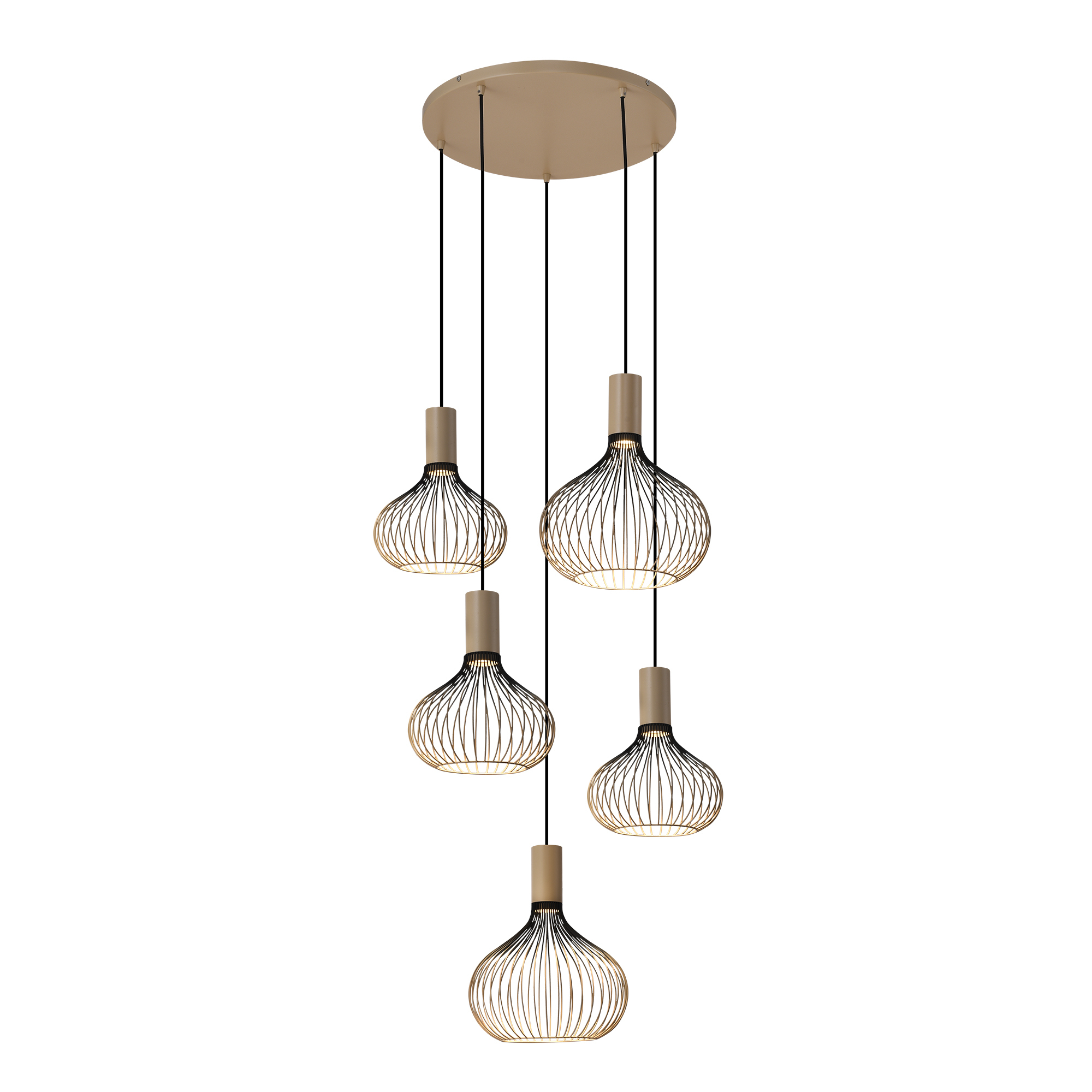 Isabel 5-lichts Hanglamp Zacht Beige
