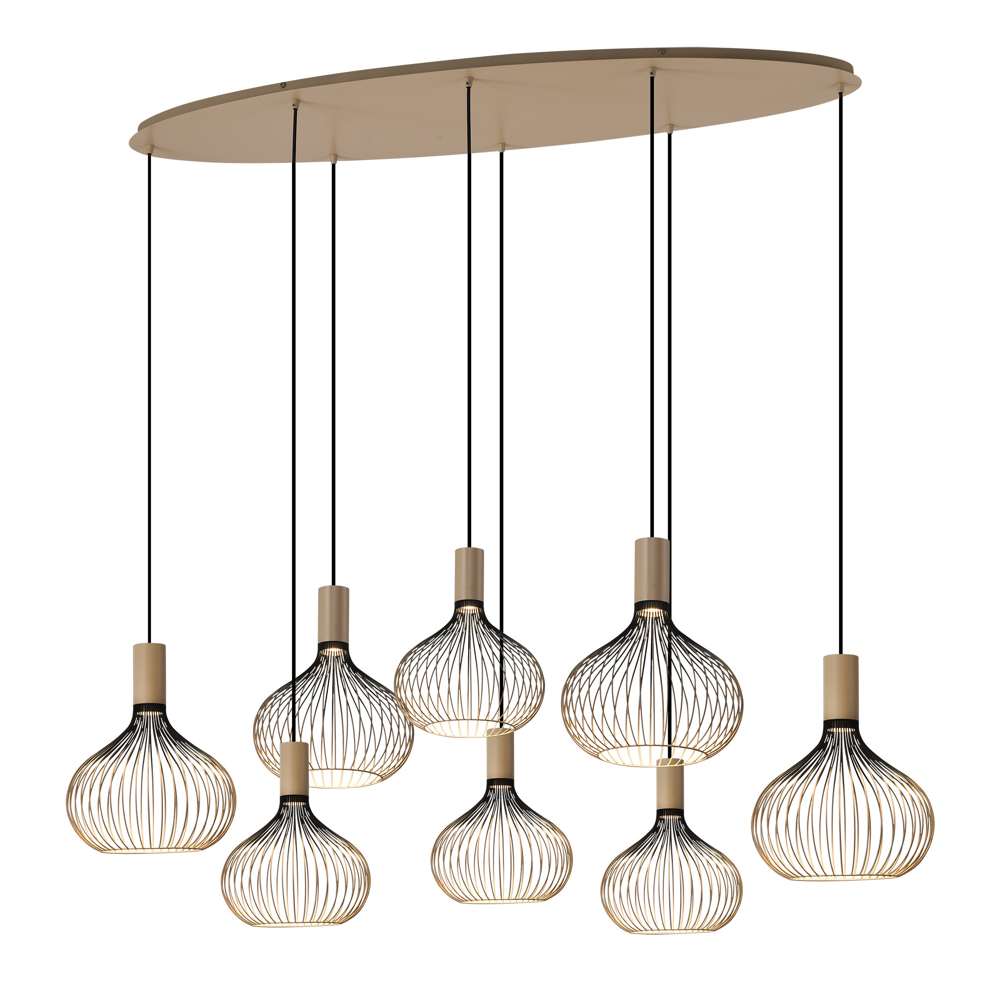 Isabel 8-lichts Hanglamp Zacht Beige