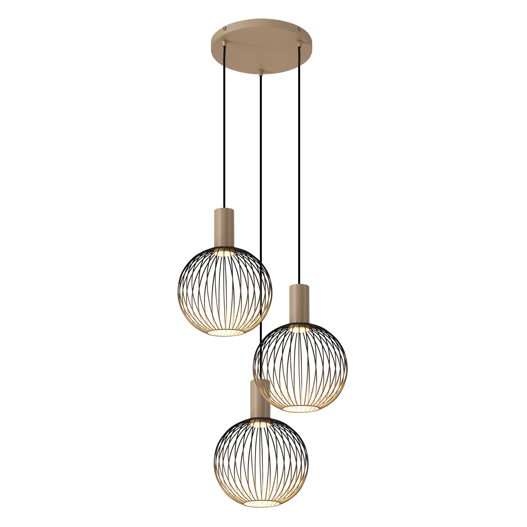 Ascha 3-lichts Hanglamp Zacht Beige