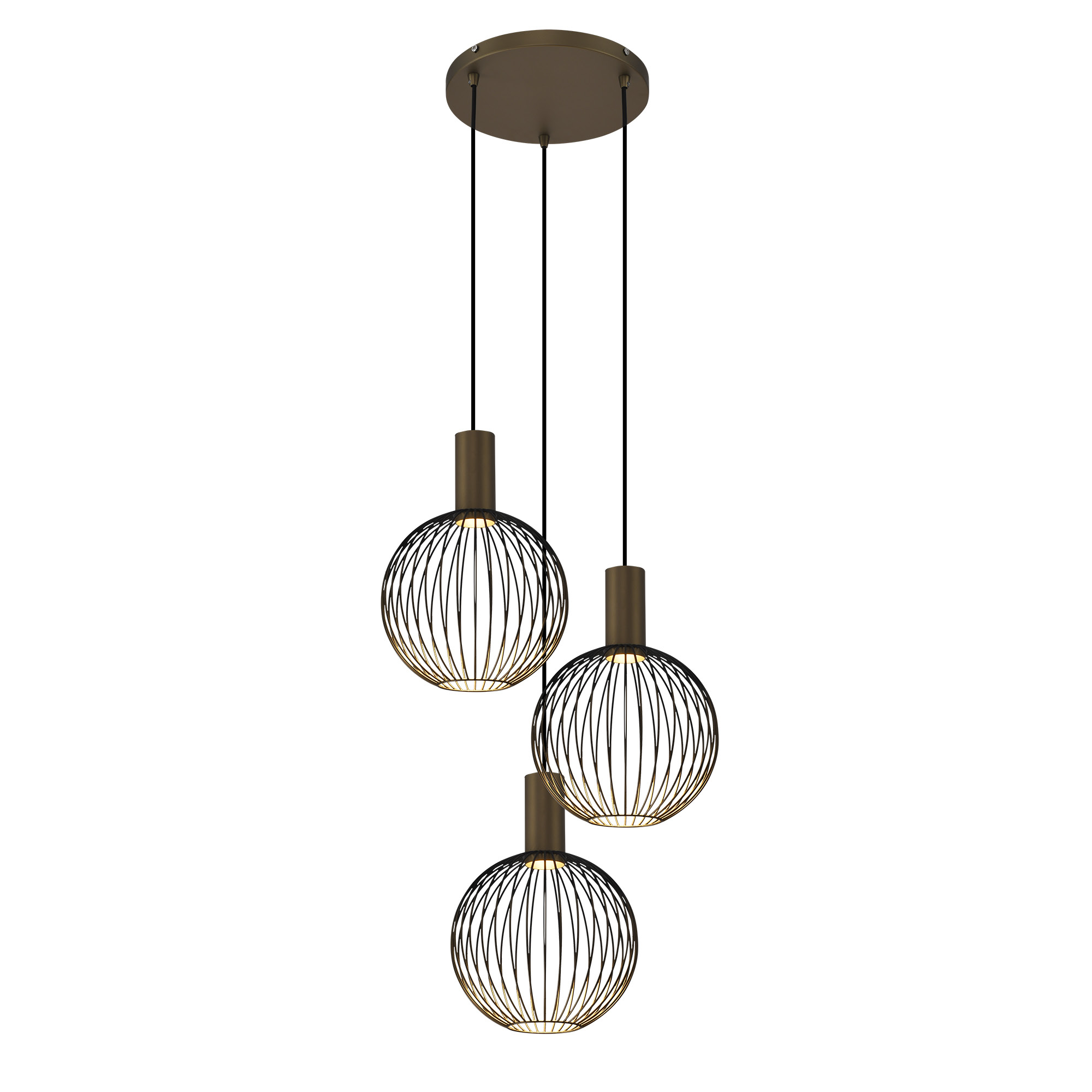 Ascha 3-lichts Hanglamp Zacht Brons