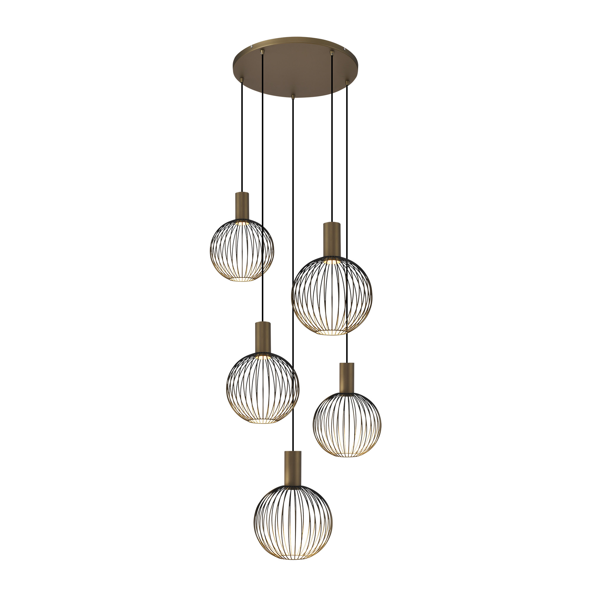 Ascha 5-lichts Hanglamp Zacht Brons