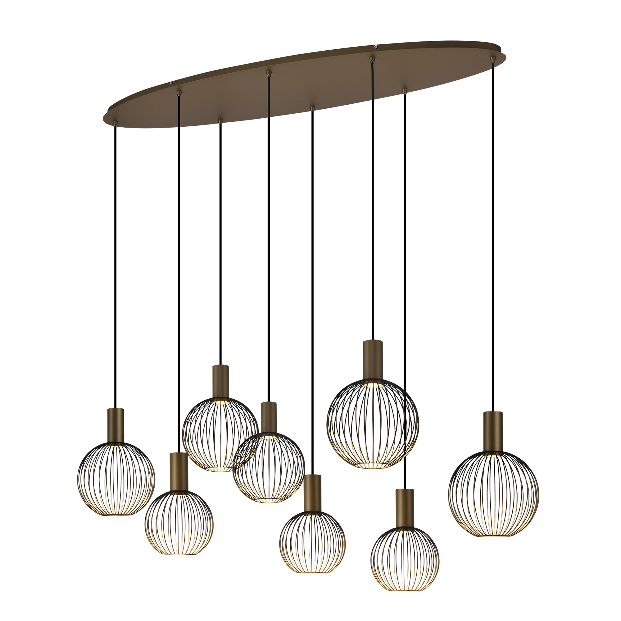 Ascha 8-lichts Hanglamp Zacht Brons