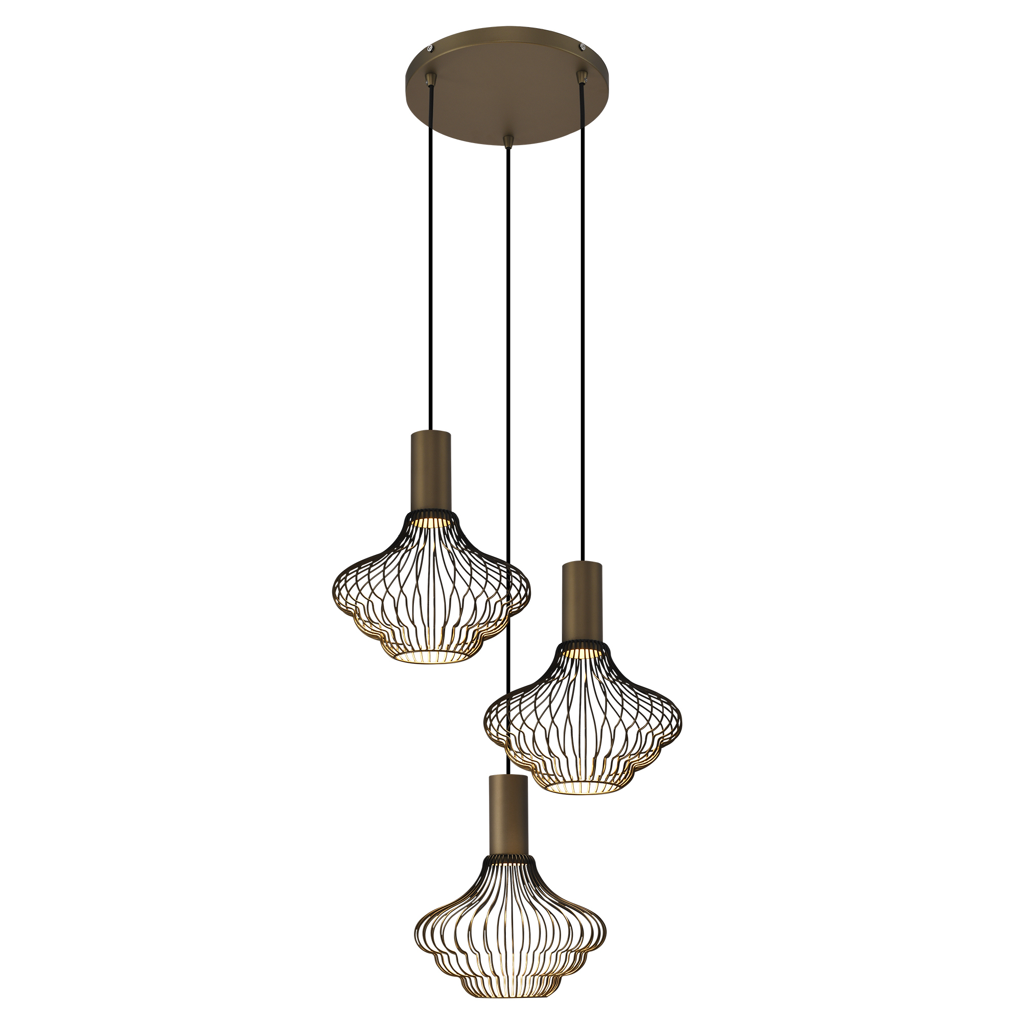 Asli 3-lichts Hanglamp Zacht Brons