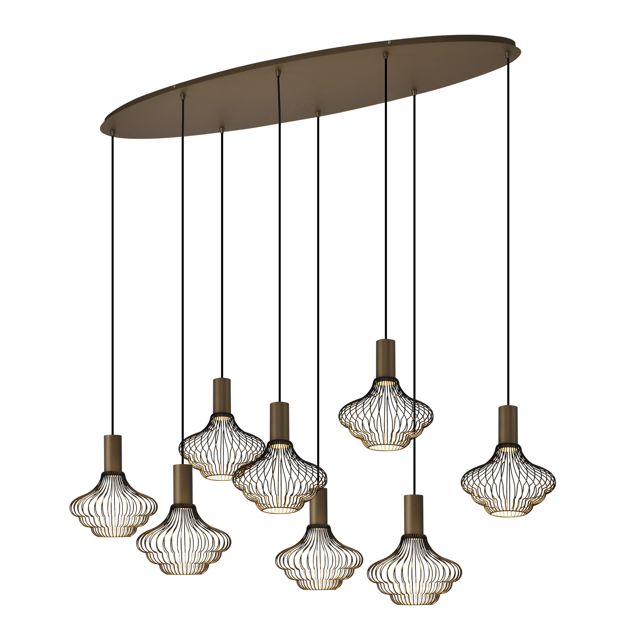 Asli 8-lichts Hanglamp Zacht Brons