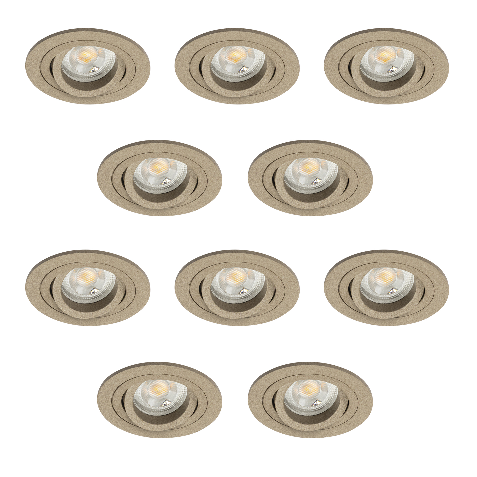 Set van 10 Lune Inbouwspots Rond Champagne