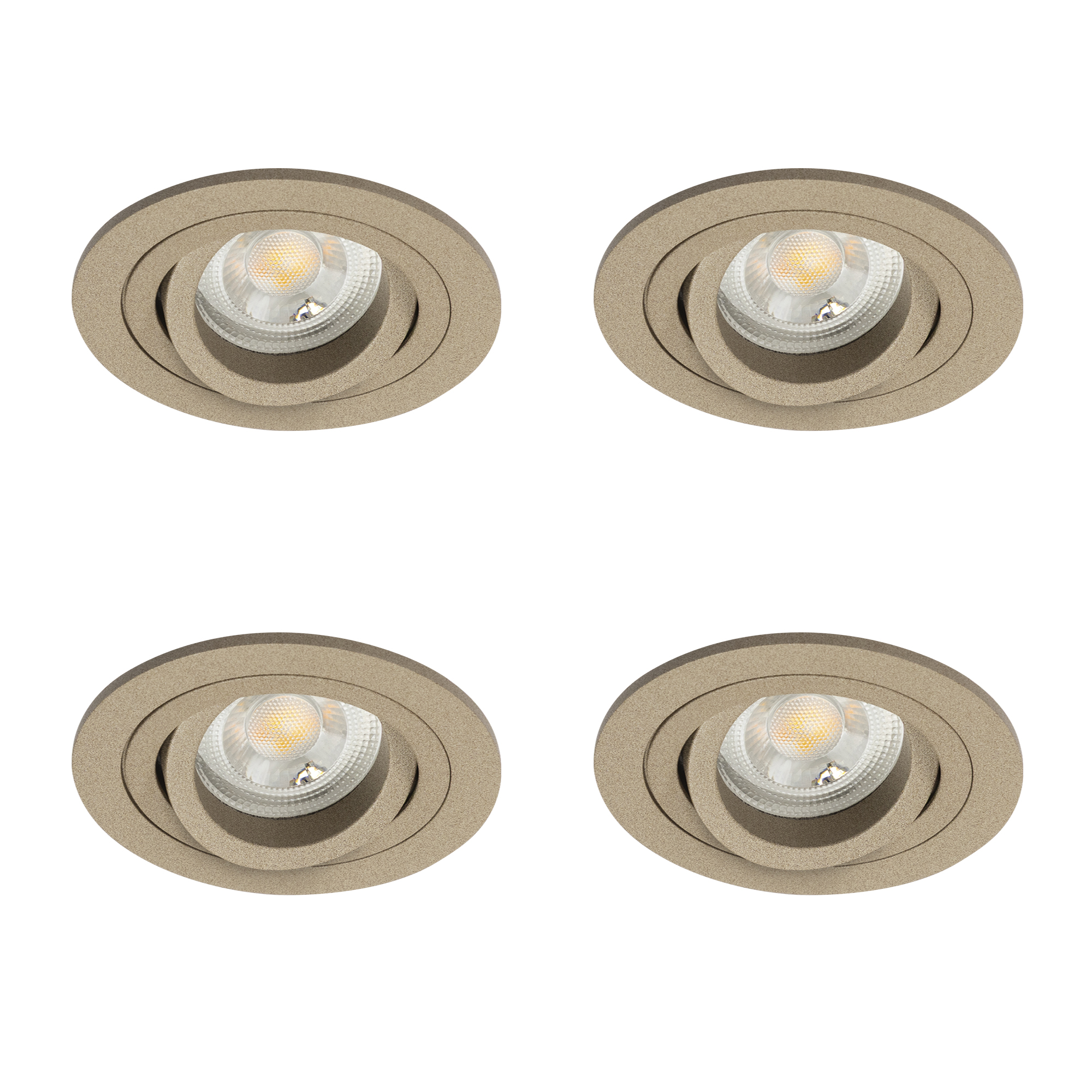 Set van 4 Lune Inbouwspots Rond Champagne