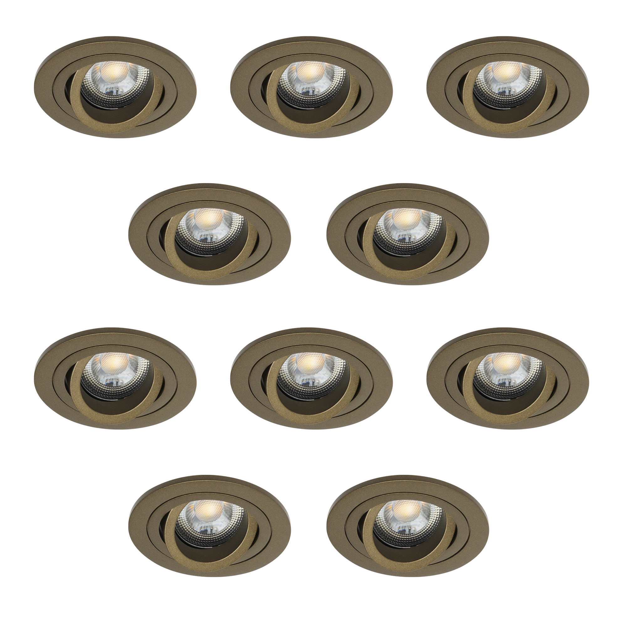 Set van 10 Lune Inbouwspots Rond Brons
