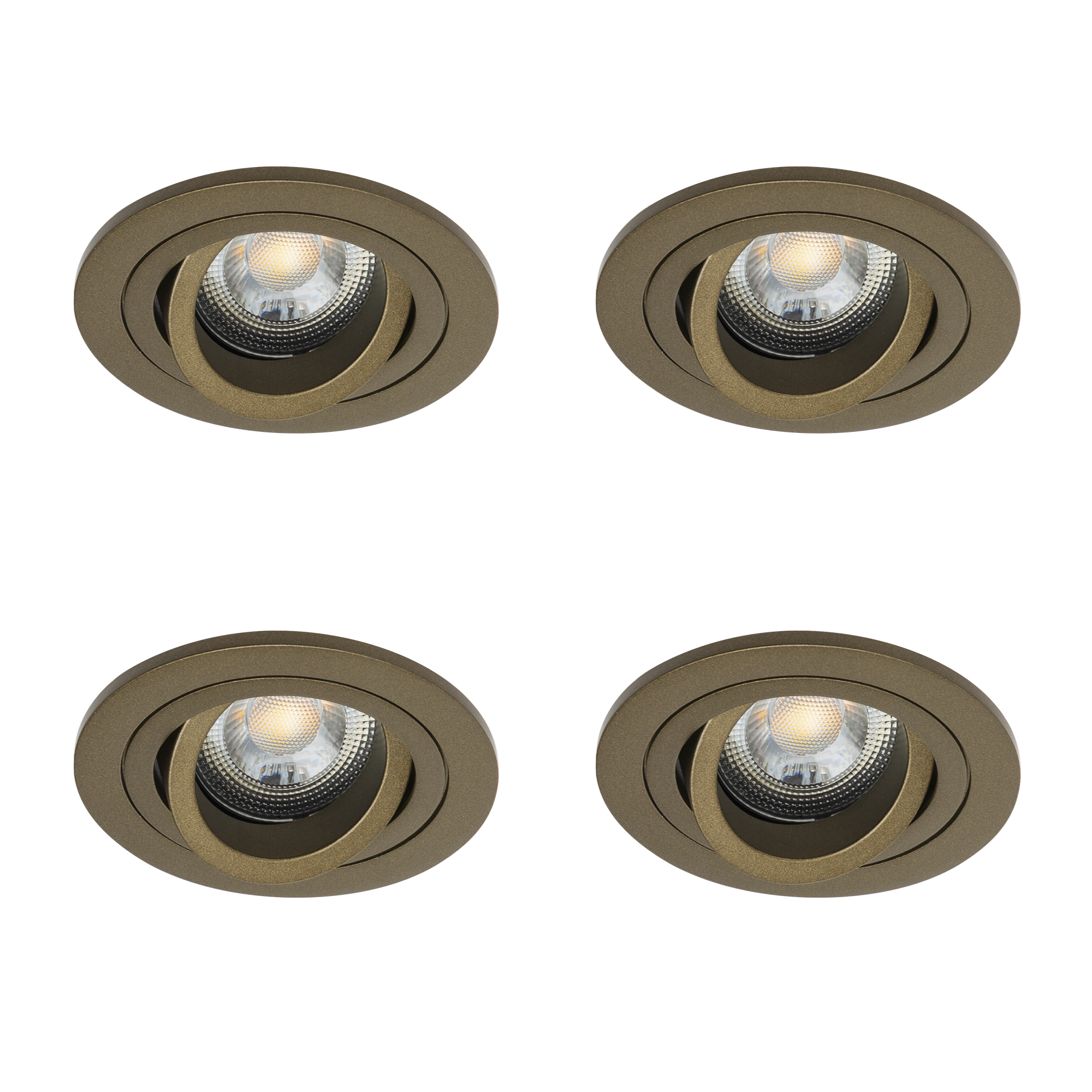 Set van 4 Lune Inbouwspots Rond Brons