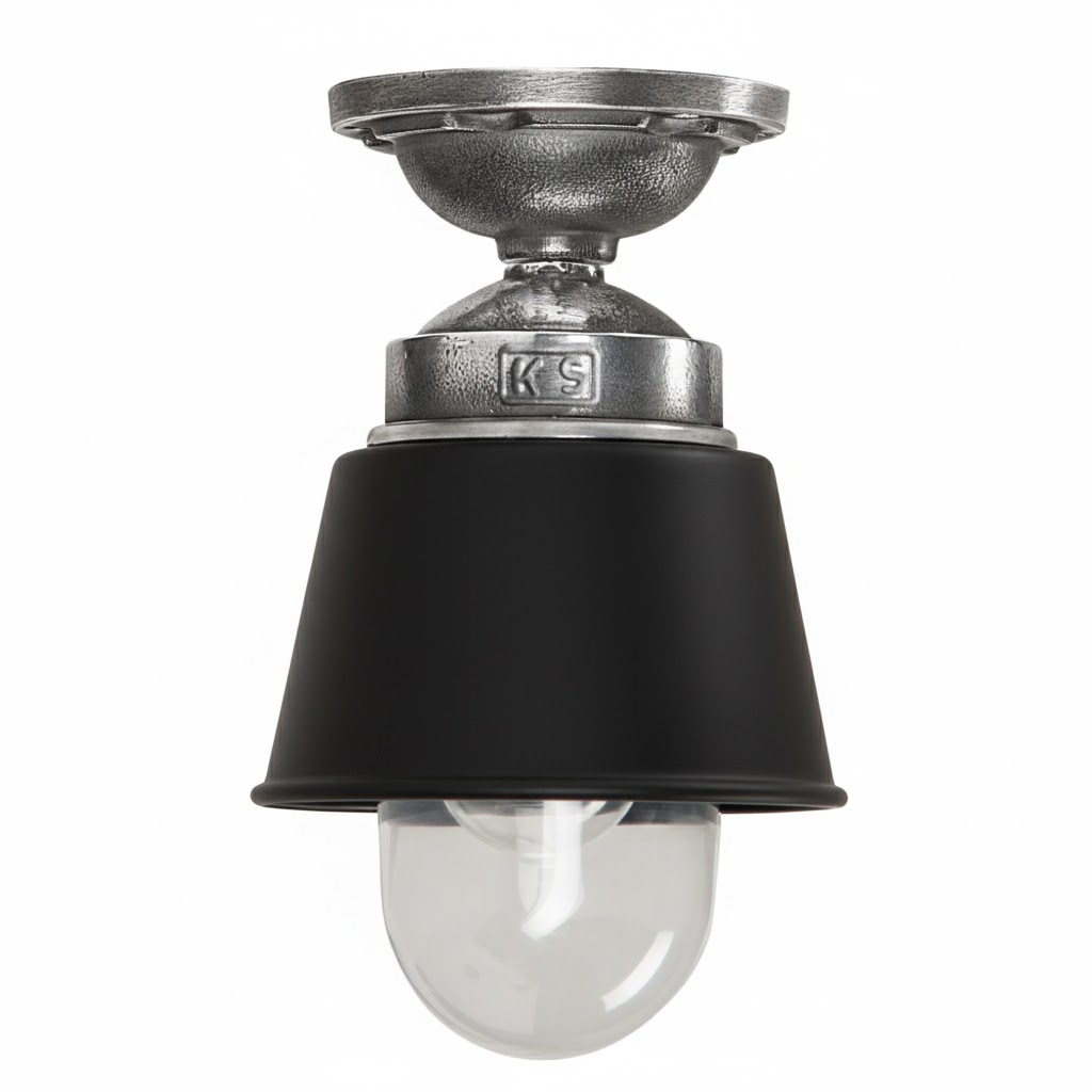 Plafondlamp Kostas zwart aluminium E27 binnen en verandalamp