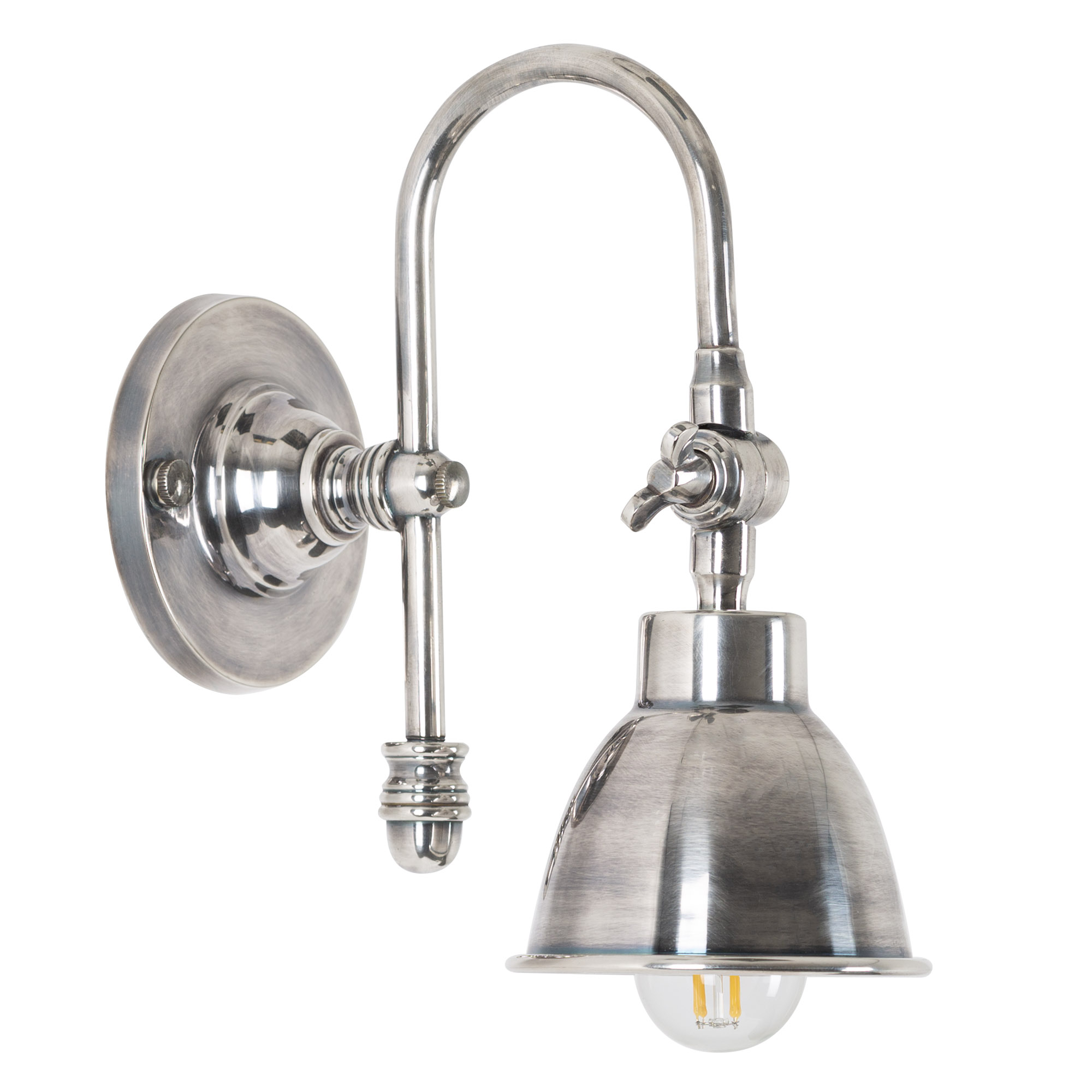 Messing Wandlamp Pasco Antiek Zilver
