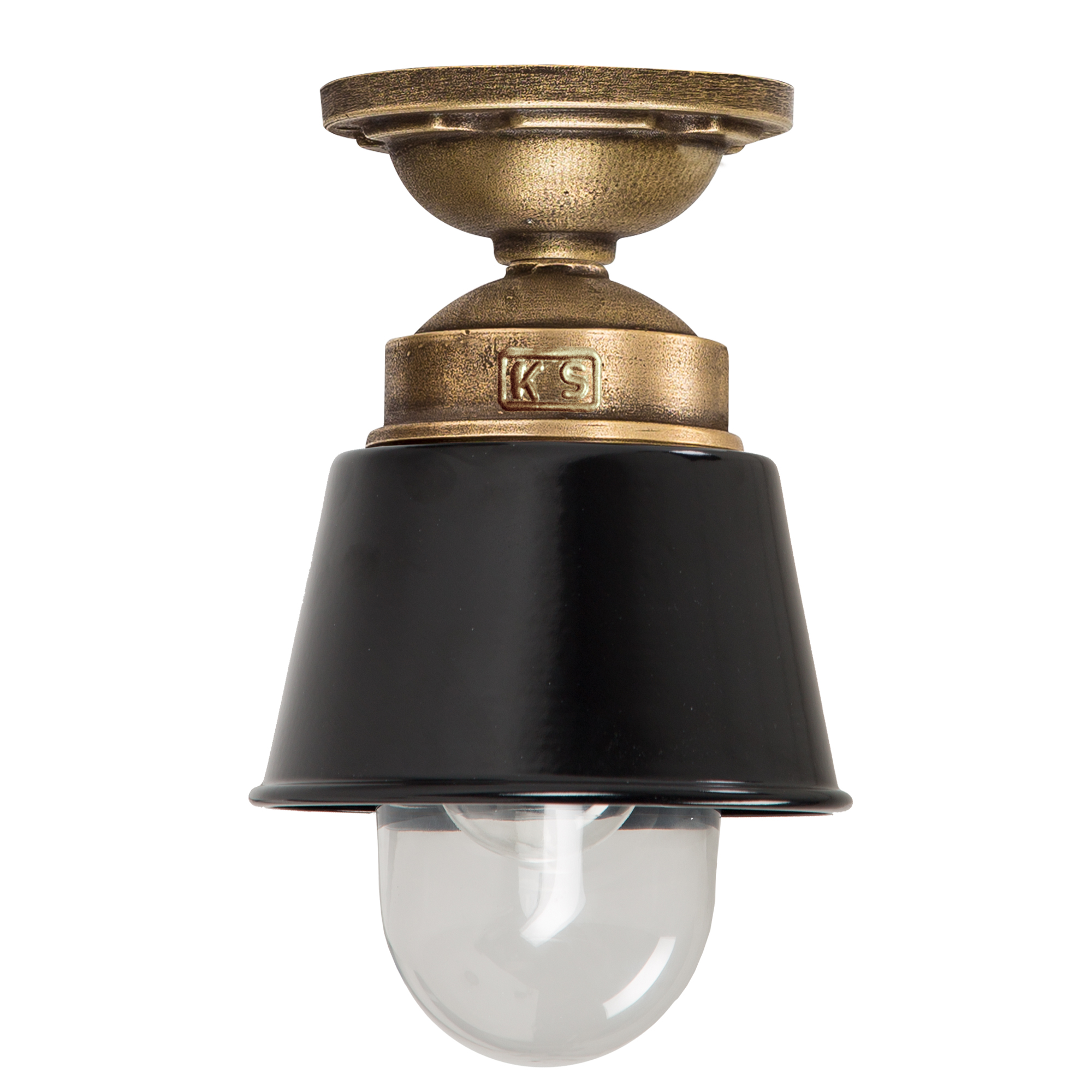 Kostas Brass Plafondlamp Zwart Brons en aluminium E27 Glas