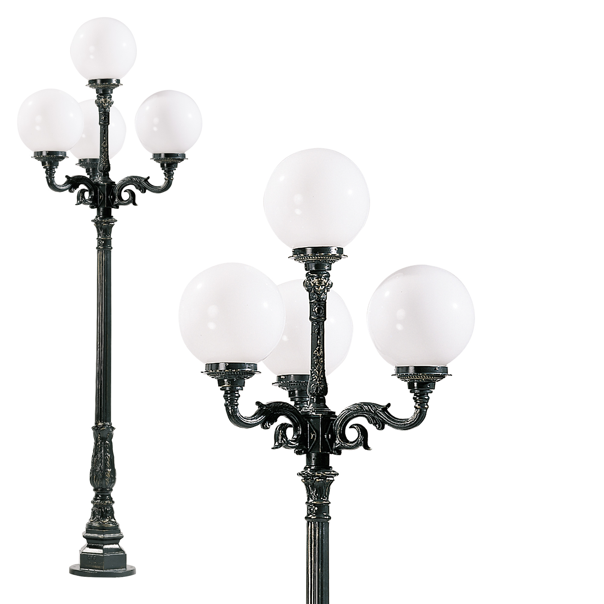 Klassiek lantaarn Lyon bol opaal 30 cm aluminium h...