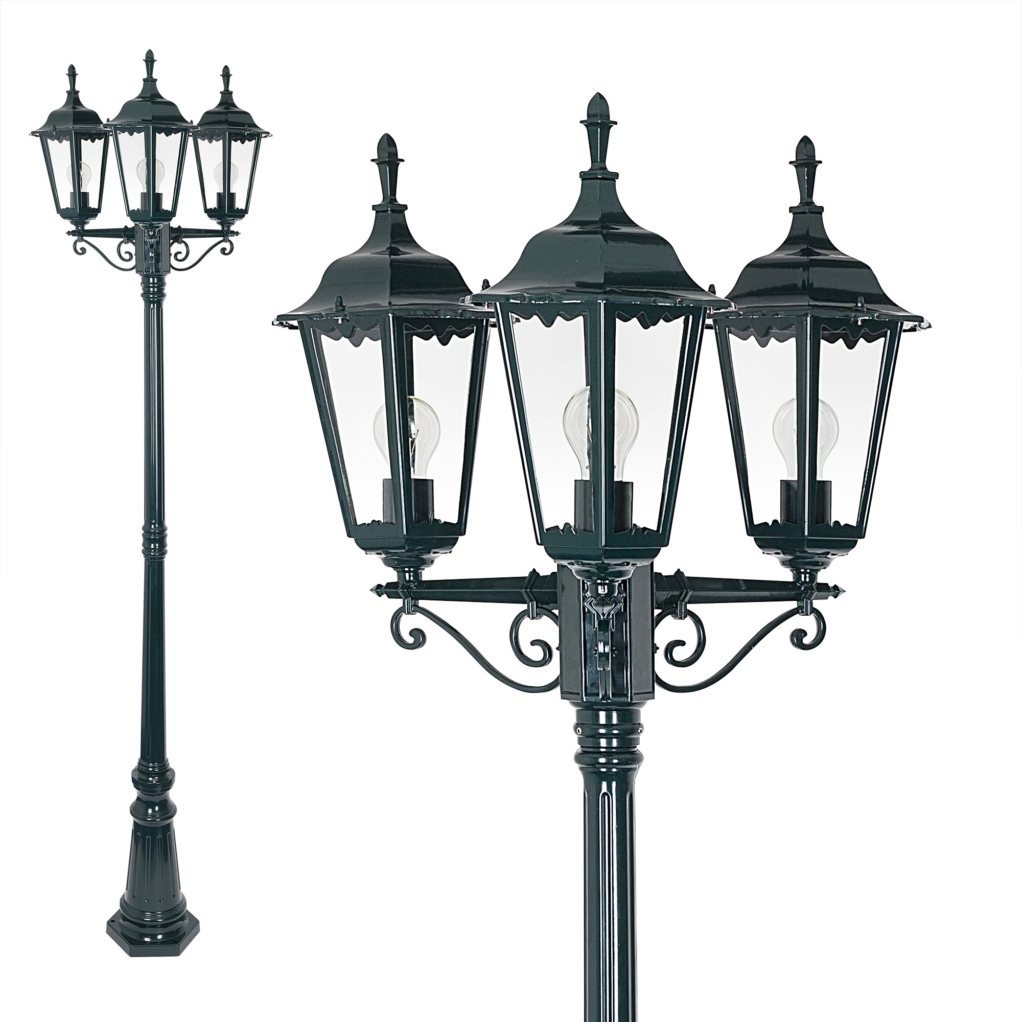 Lantaarnpaal Ancona 3-lichts buitenlamp zwart