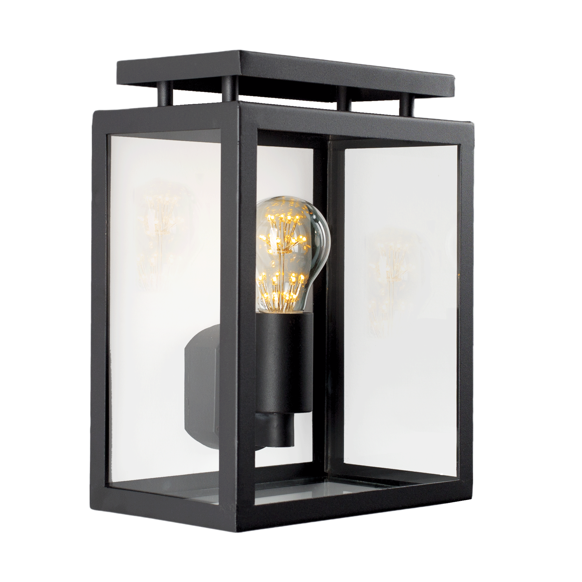 De Vecht Muurlamp Plat Zwart met LED
