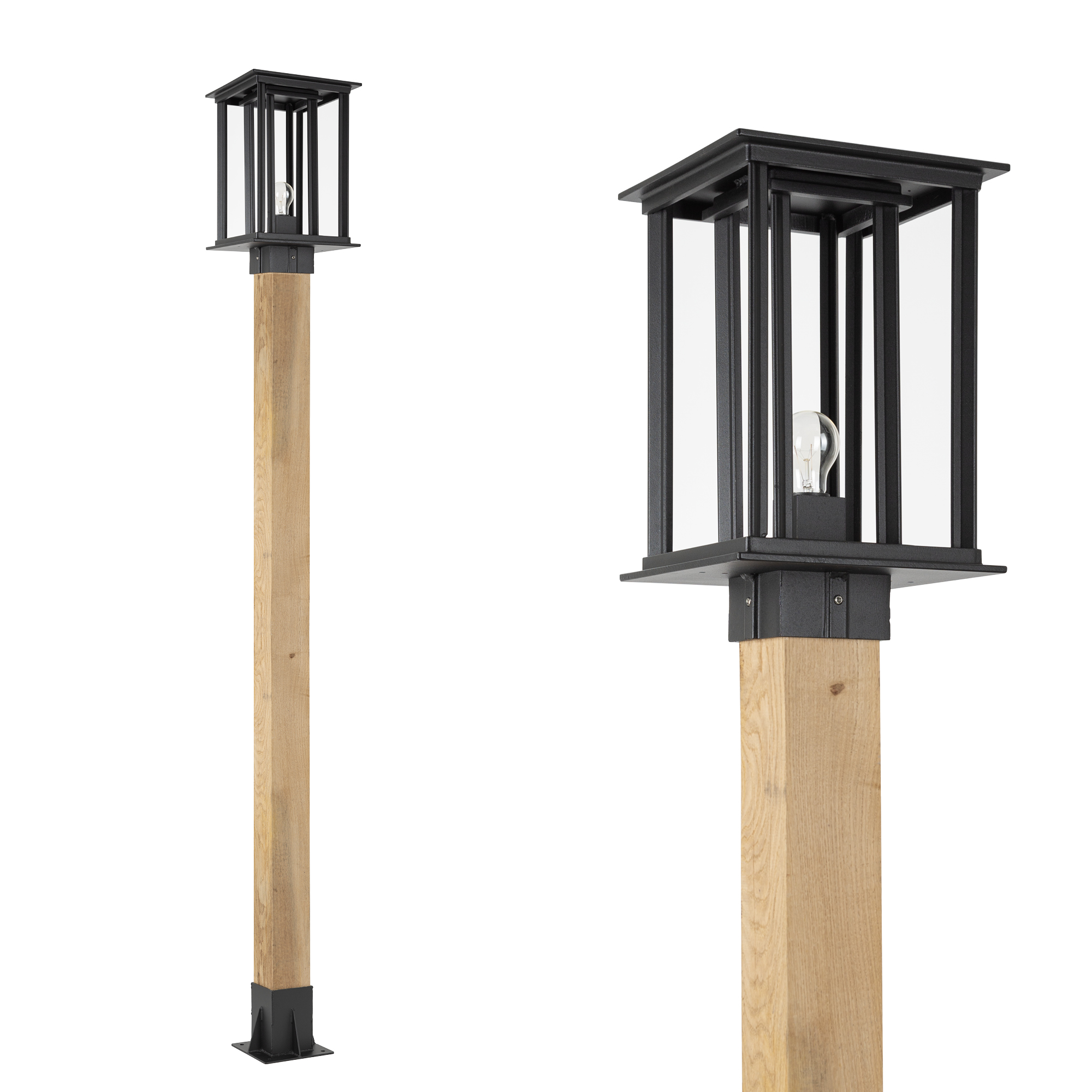 Buitenverlichting New York WOOD Lantaarn zwarte bu...