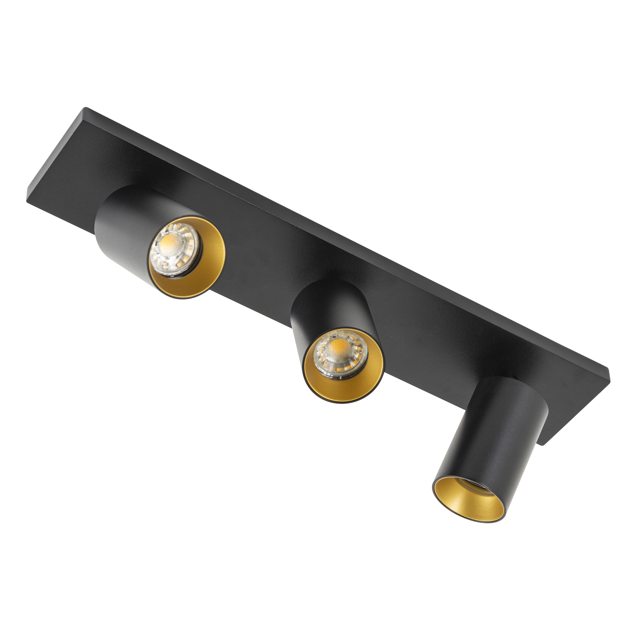 Richtbare opbouwspot Mila 3 zwart / goud Richtbare opbouwspot Mila 3 zwart / goud