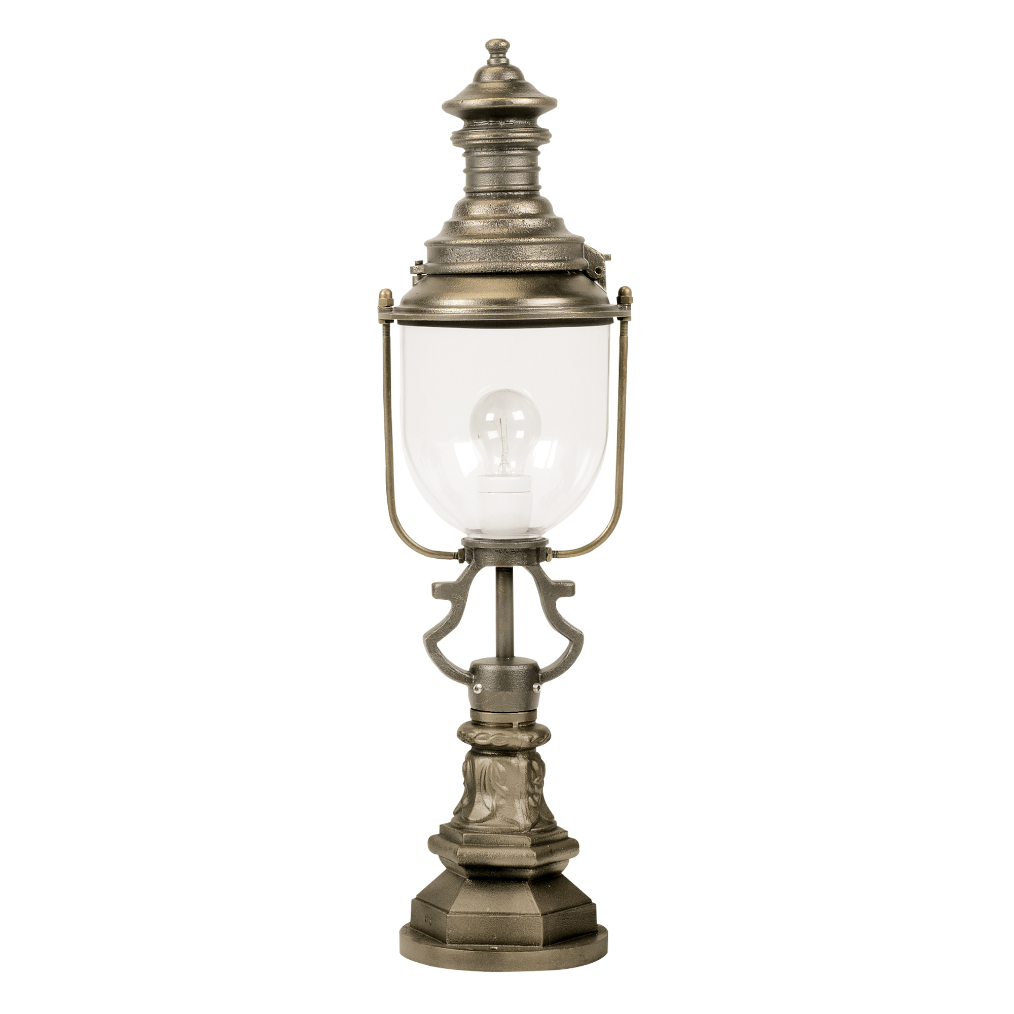 Nostalgische bronzensokkellamp Kempten echt glas E27 fitting brons Nostalgische bronzensokkellamp Kempten echt glas E27 fitting brons