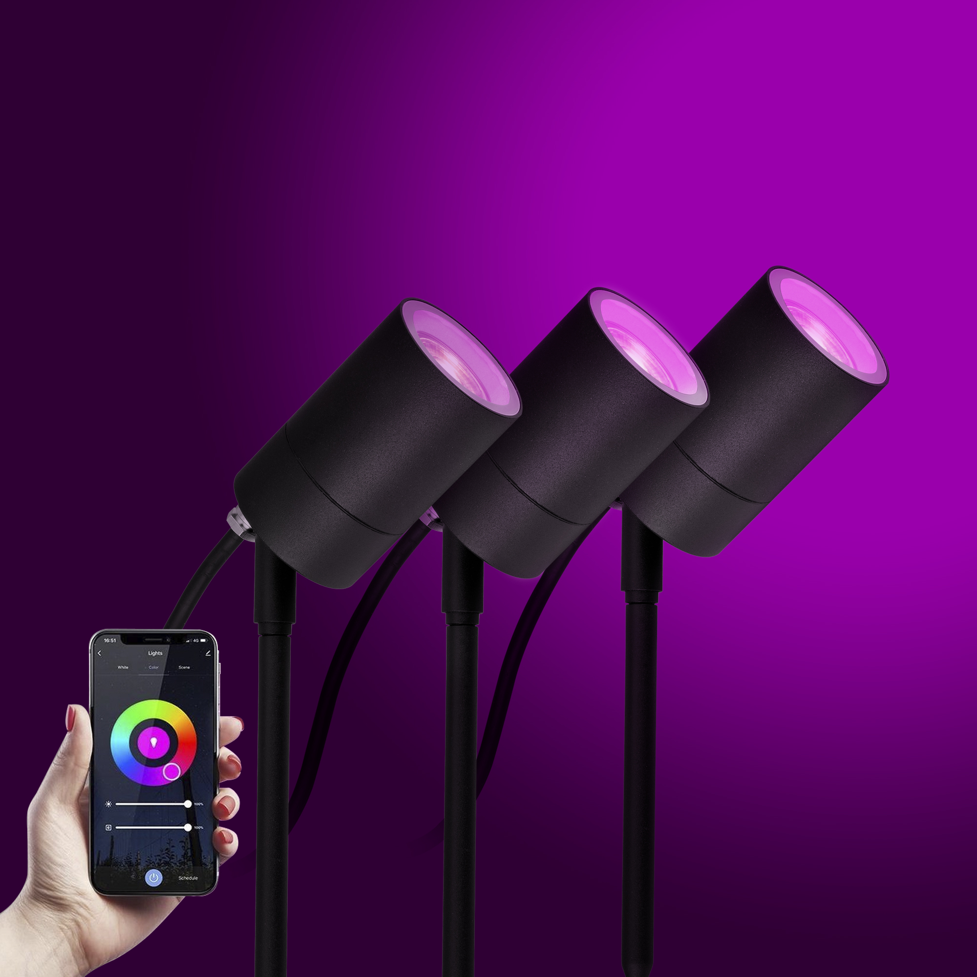 Multicolour Tuinspot LED Pin set met WIFI (3-stuks)