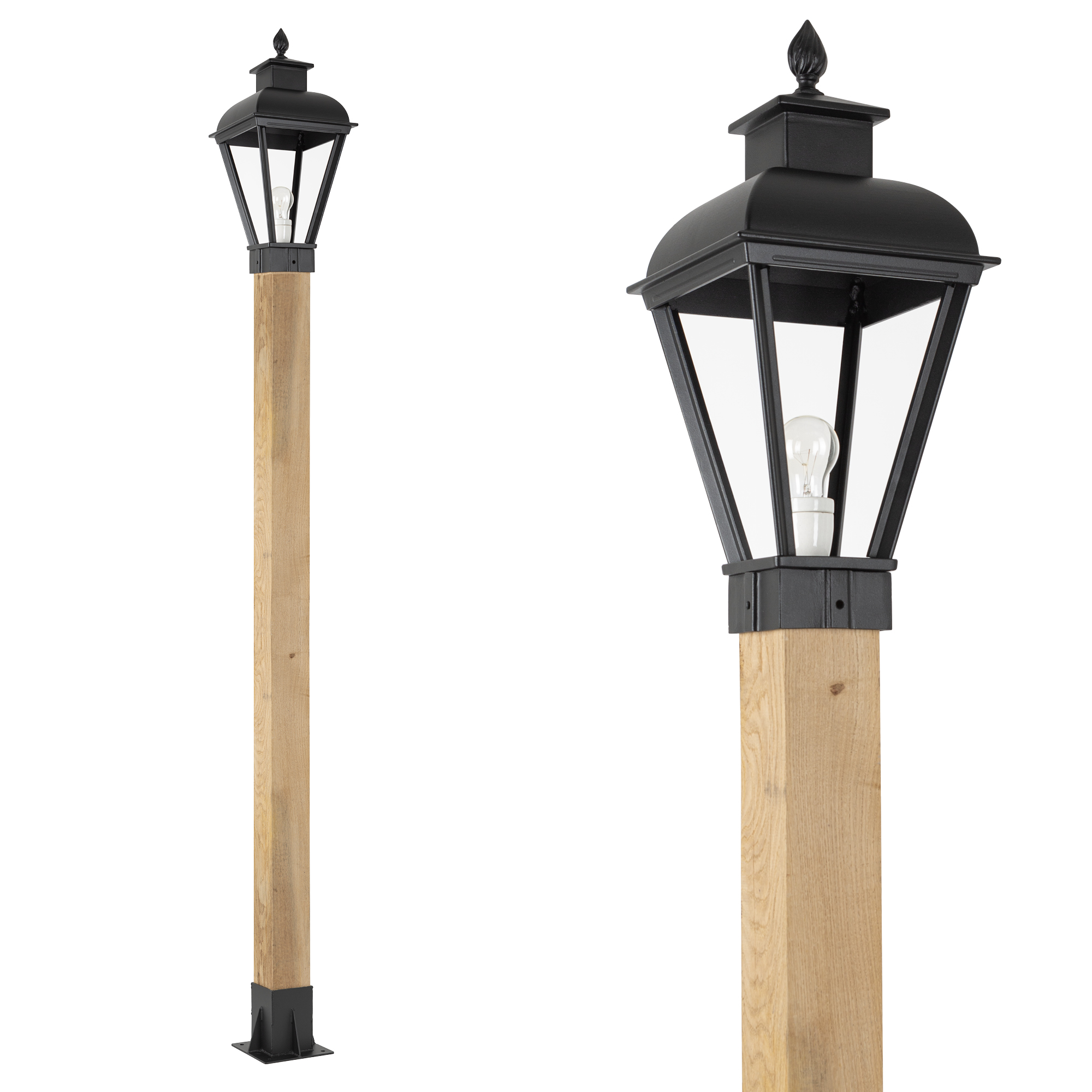 Buitenlamp zwart Vondel WOOD Lantaarn tuinverlichting Buitenlamp zwart Vondel WOOD Lantaarn tuinverlichting